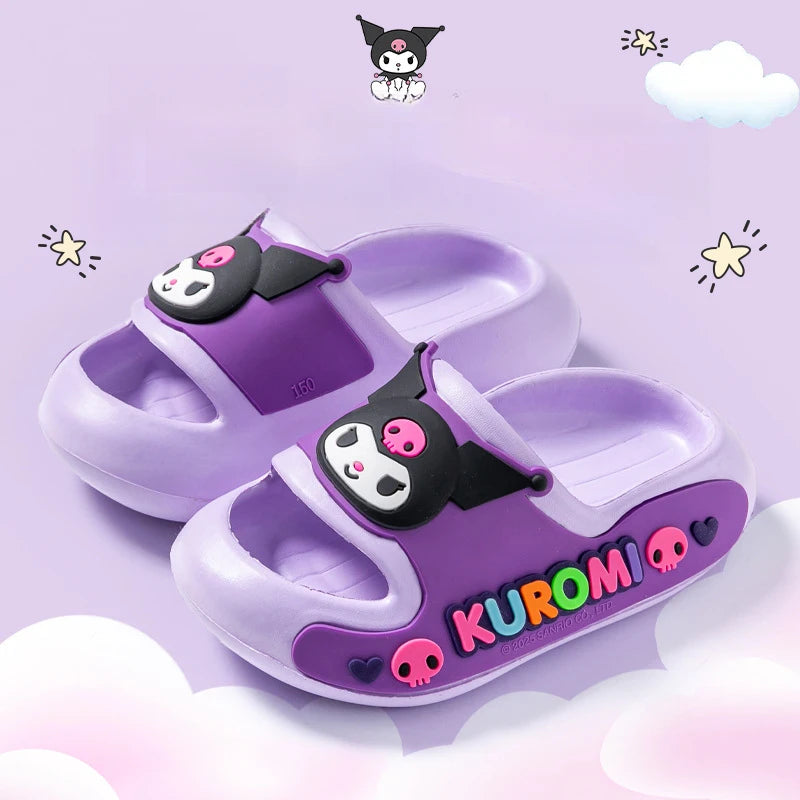 Hello Kitty Kuromi Flip-Flops Summer Student Flip-Flops for Indoor Use Non-Slip Slippers for Home Use Qme