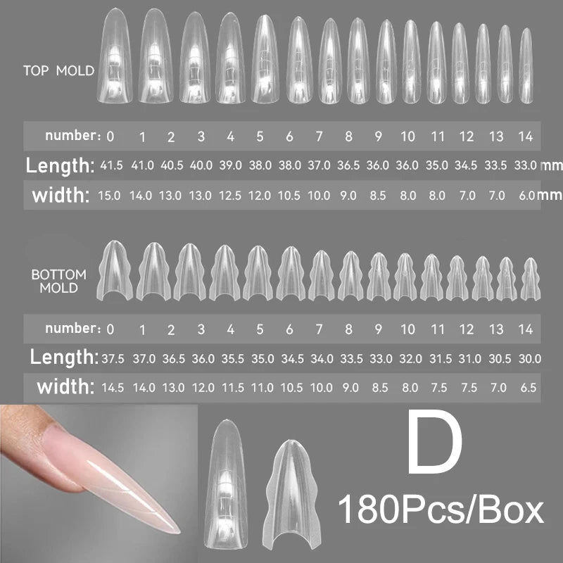 Sandwich Dual Nail Forms 180pcs 15size NEW 2025 Extensions-Dual Forms Coffin Almond Nail Forms Manicure Top Mold Bottom Mold Qme F23-F50X