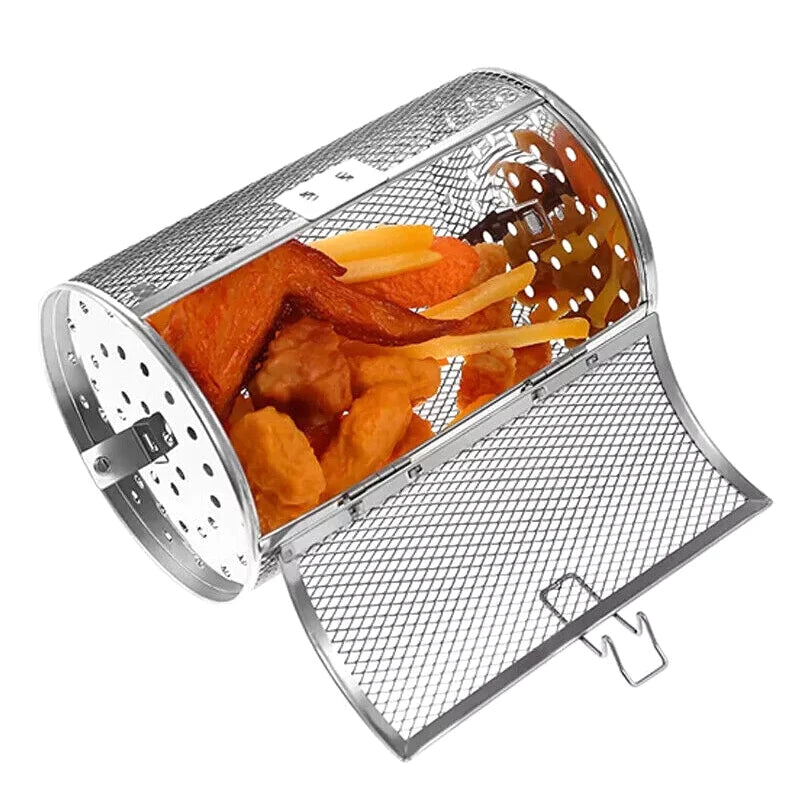 Stainless Steel Grill Rotisserie Oven Kitchen Fry Basket Coffee Bean Qme