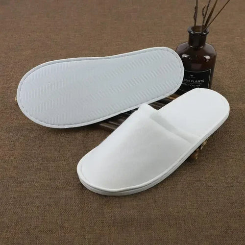10Pairs Disposable Hotel Slippers 28x11cm White Closed Toe Anti Slip Qme