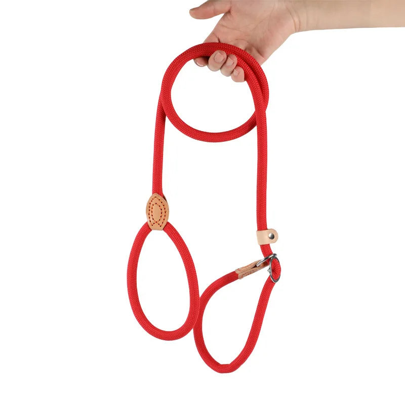 B 1.5M Dog Leash Slip Rope Lead Leash Heavy Duty Braided Rope Adjustable Loop Collar Training Leashes for Medium Large Dogs Qme red 6mm-150cm
