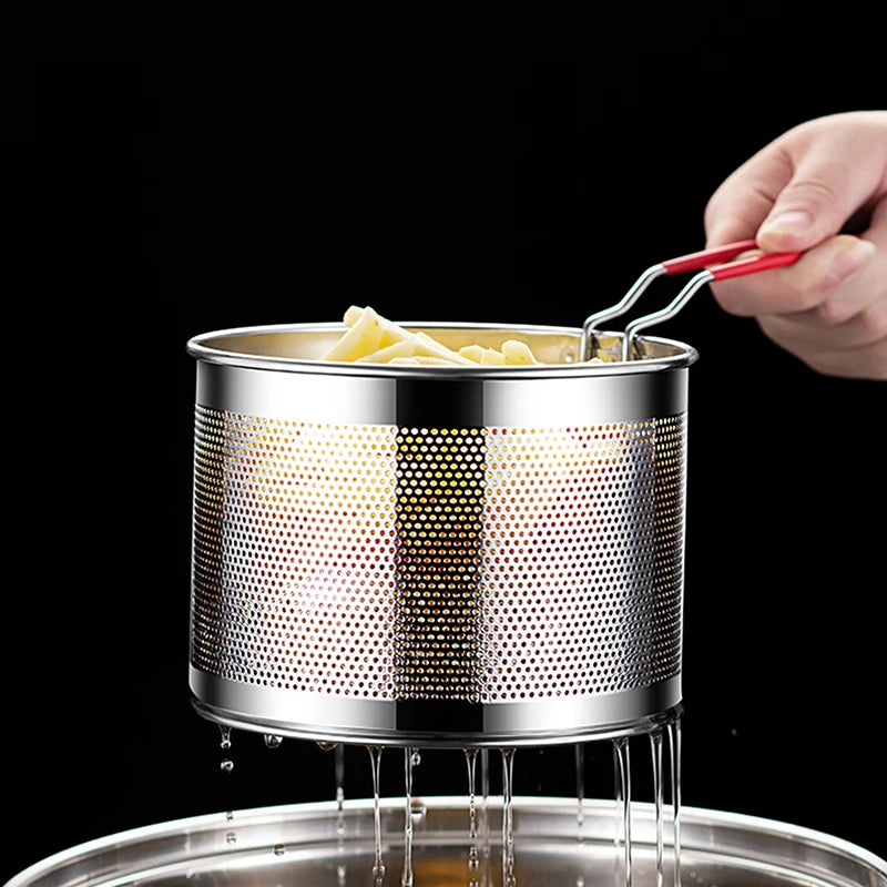Stainless Steel Fried Mesh Kitchen Fry Basket Cooking Pan Oil Qme