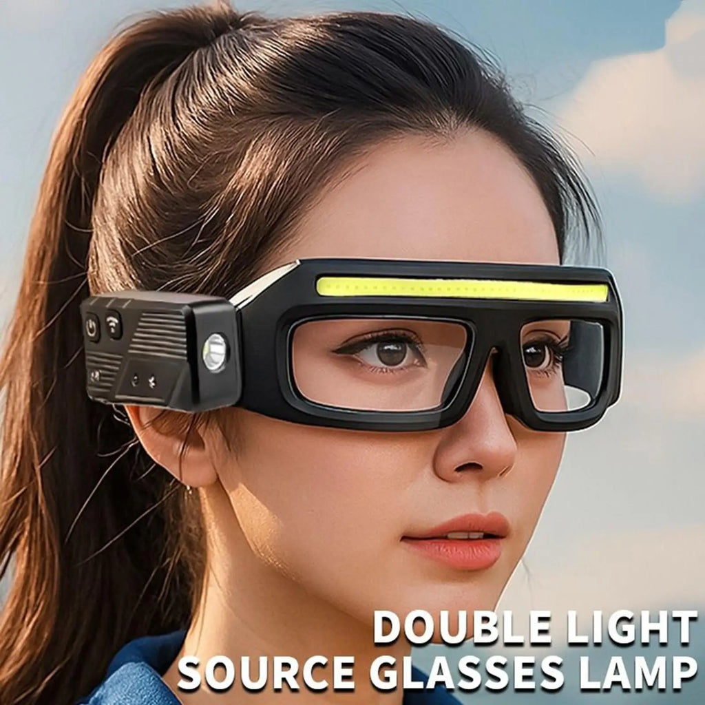 Work Glasses for Men Safety Biking Glasses Anti-Fog Eyewear with TYPE-C Light for Women Men Work Site Motorcycle Dust Sun Night Qme