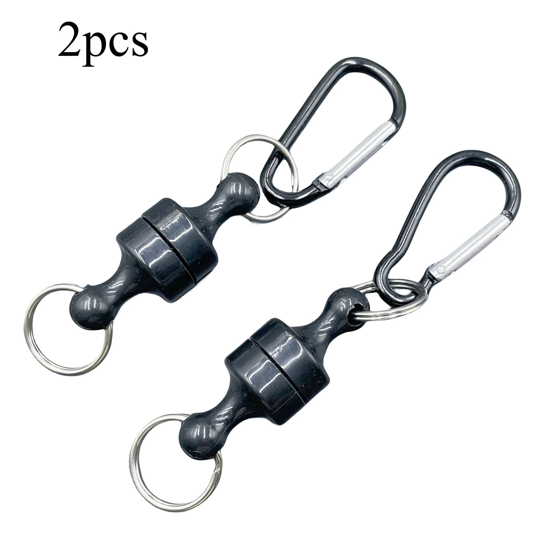 Magnetic Detachable Carabiner Clip Quick Split Keychain D Buckle With Double Key Rings For Fishing Camping Outdoor Key Storage Qme 2pcs