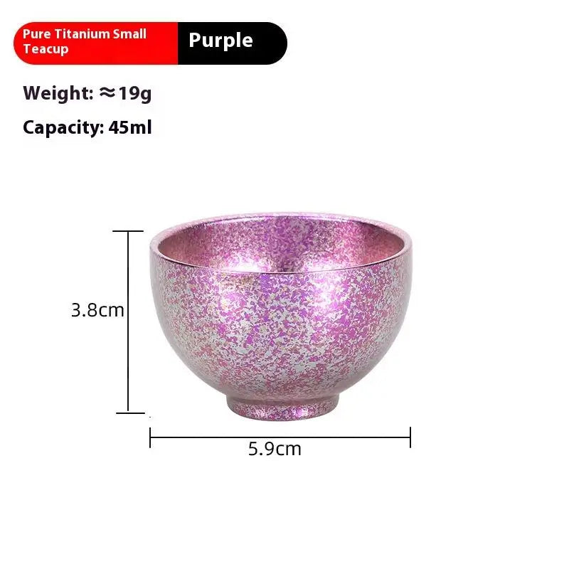 Pure Titanium Small Tea Cup Coffee Outdoor Portable Camping Tableware Qme 3 Purple