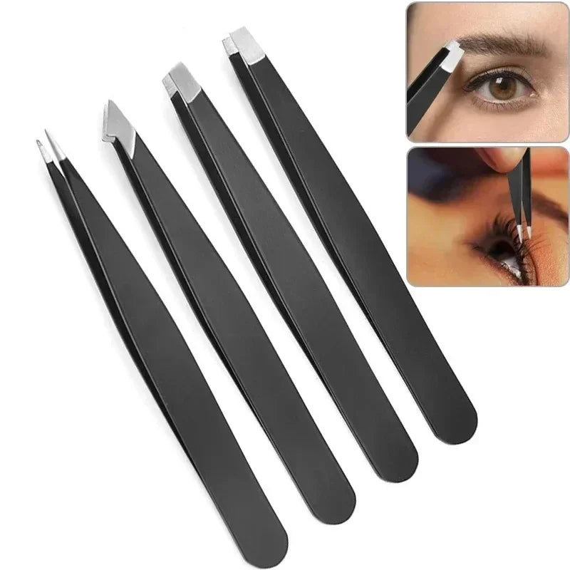 1/4pcs Professional Eyebrow Tweezers Makeup Tools Eyebrow Pinch Pliers Tweezer For Eyebrows Accessories Beauty Hair Clip Remover Qme