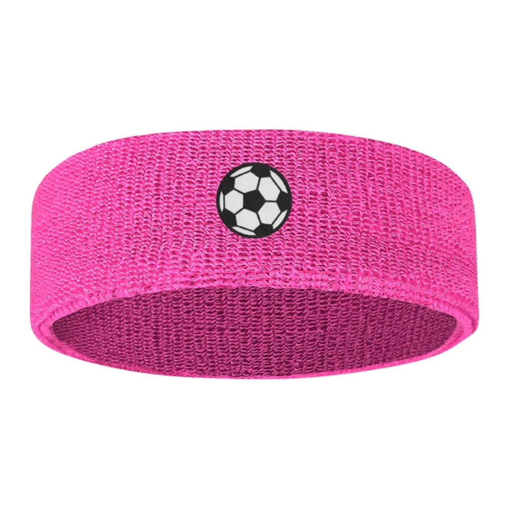 Sweat Absorbing Cartoon Sports Headband Polyester Wicking Hairband Qme Soccer Deep Pink