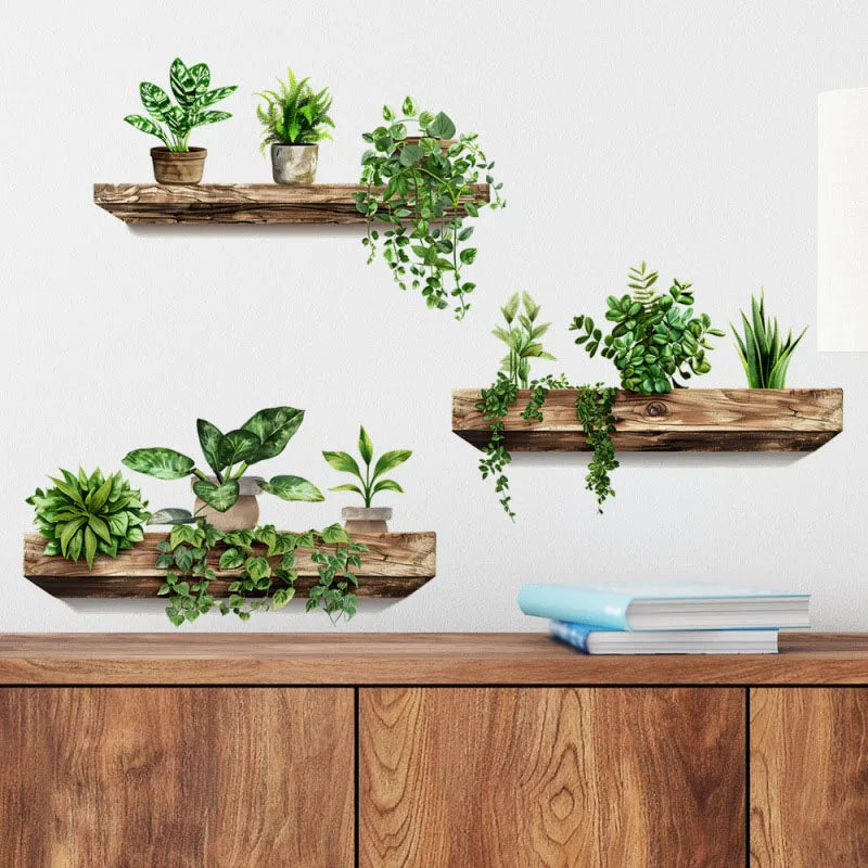 DIY Wall Art Creative Stickers Potted Plant Decals Self-adhesive Qme