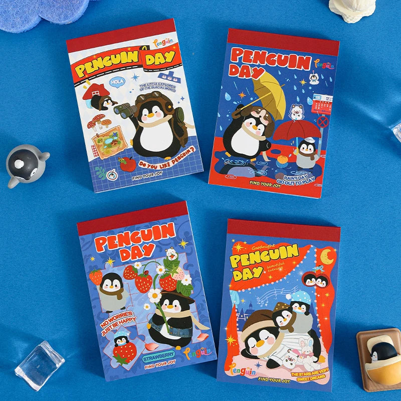 TIANZI 60/240 Pcs Penguin Theme Loose Leaf Decorative Paper Notes Memo Message To-Do List Office Stationery Supplies Qme ABCD