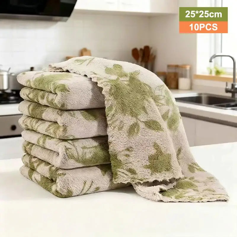 10pcs Microfiber Dish Cloths Multi Purpose Dishwashing Towels For Tableware Double Sided Cleaning Rags Tool Kitchen Accessories Qme A9