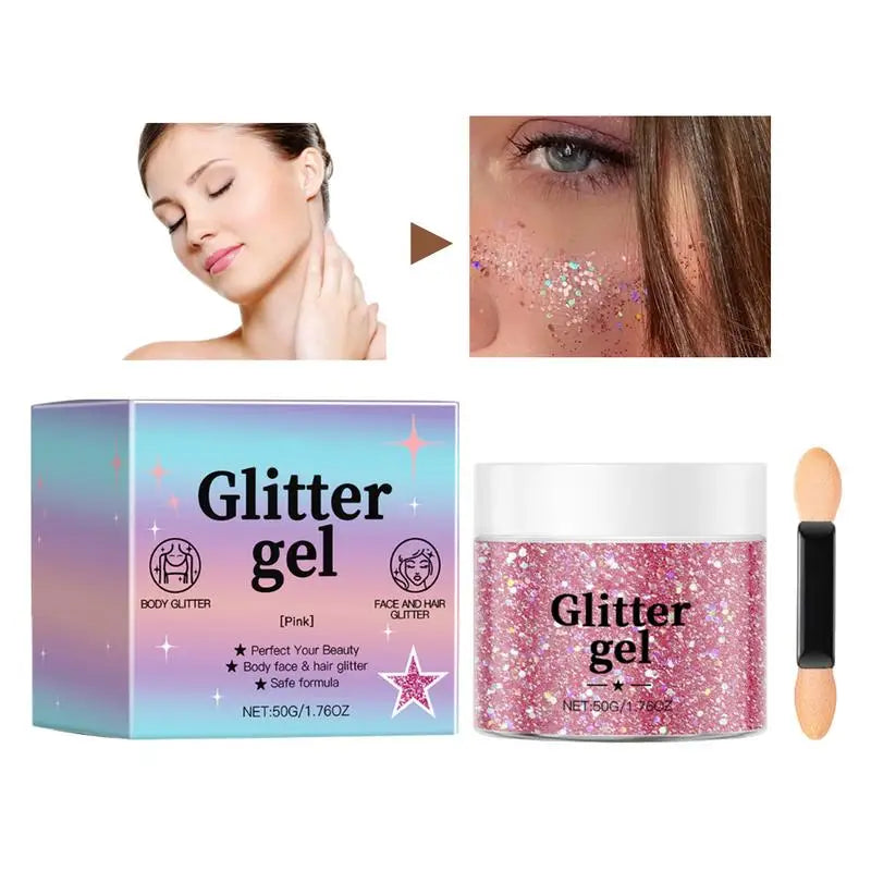 Eye Glitter Nail Hair Body Face Gel Natural Glitter Makeup Eye Glitter Face Body Lip Glitter Eyeshadow Polarizing Stage Makeup Qme