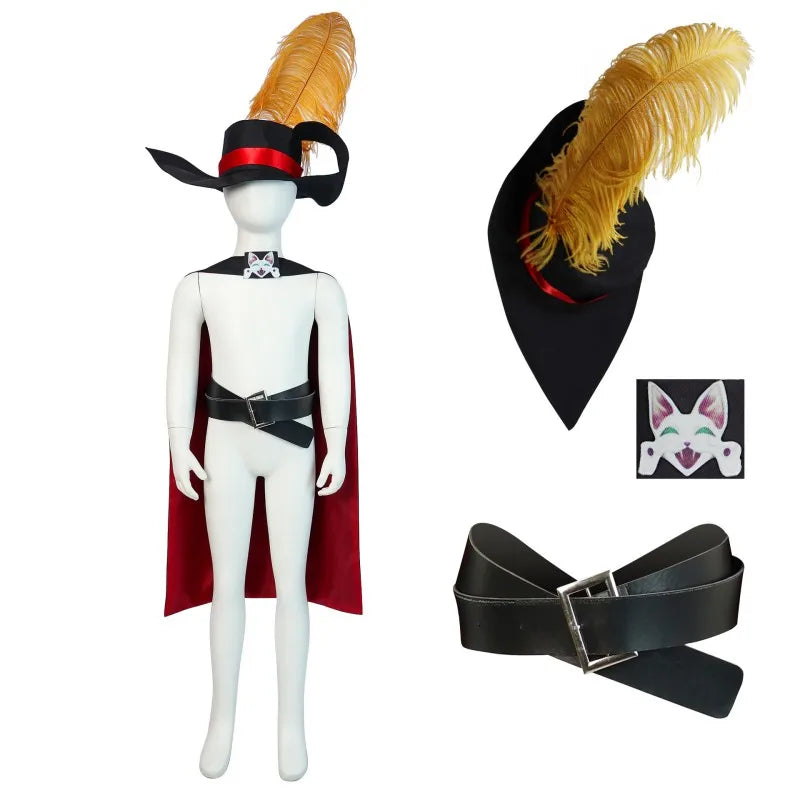 Anime Puss In Boots Cosplay Anim Cartoon Cat Costume Set Cloak Halloween Masquerade Carnival Party Prop Outfits Accessory Suit Qme Red 3pcs Kid120