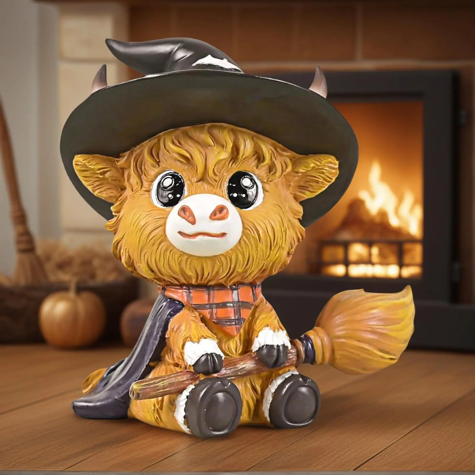 Halloween Highland Cow Figure Cattle Gnome Decorations Resin Animal Qme