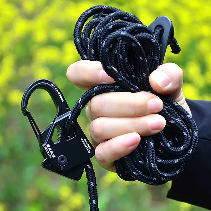 Rope Tightener Camping Ropes Buckle Self-locking Carabiner Aluminum Qme