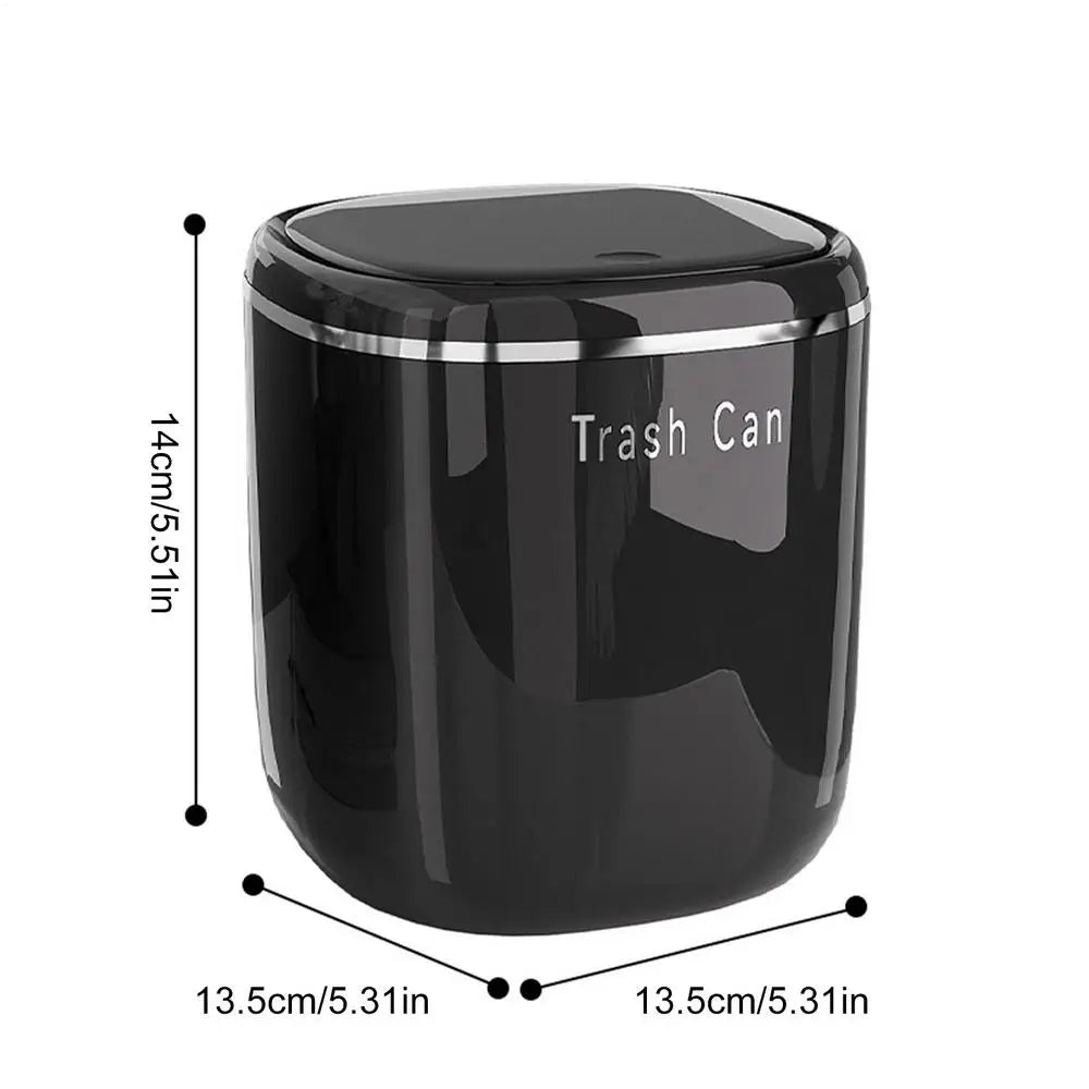 Mini Desk Trash Can 2.6L Mini Waste Bin Basket Makeup Tabletop Trash Can for Bathroom Kitchen Bedroom Dorm Room Car Indoor Qme Black