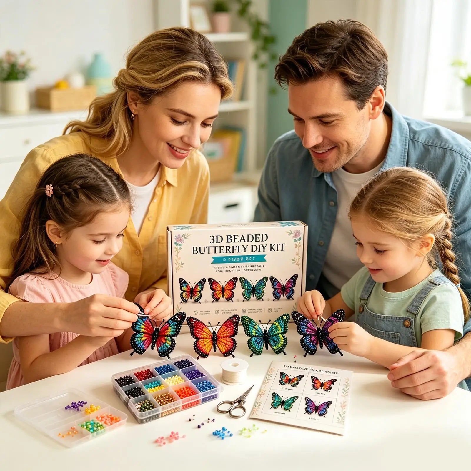 DIY Animal Beading Kits 4 Pieces 3D Funny Cute With Instructions Beaded Animals Art Kit For Craft Enthusiasts Family Friends Qme