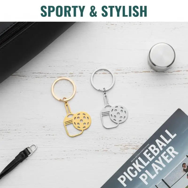 Pickleball Racket Keychain Pendant Team Sports Player Fans Stainless Steel Jewelry Women Men Gifts Qme