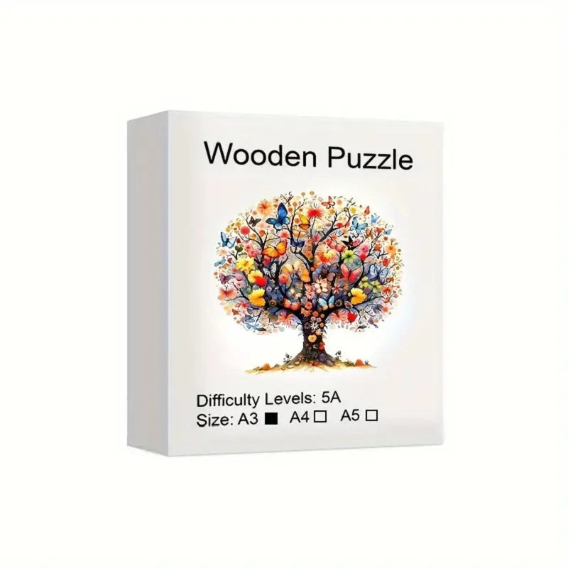 Wooden Animal Puzzle Irregular Life Tree Design Eco-friendly DIY Qme A3
