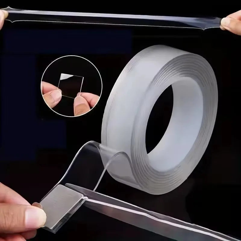 Nano Double sided Adhesive Tape Extra Strong Waterproof Transparent Traceless Tape Thickened Reusable Decorative Tape Home Tools Qme