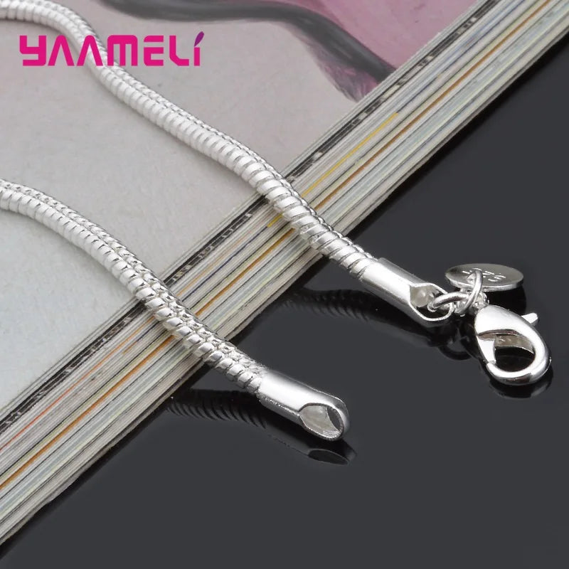 Big Promotion Authentic 925 Sterling Silver Stamped Jewelry Set for Men Women Necklace Bracelet Snake Chain with Lobster Clasps Qme