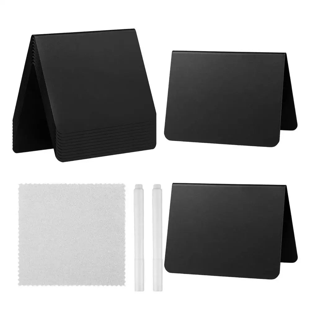 Buffet Food Labels 12 Pieces Food Display Blackboards with White Pen and Cloth Celebration Beverage Labels for Bakery Event Qme set