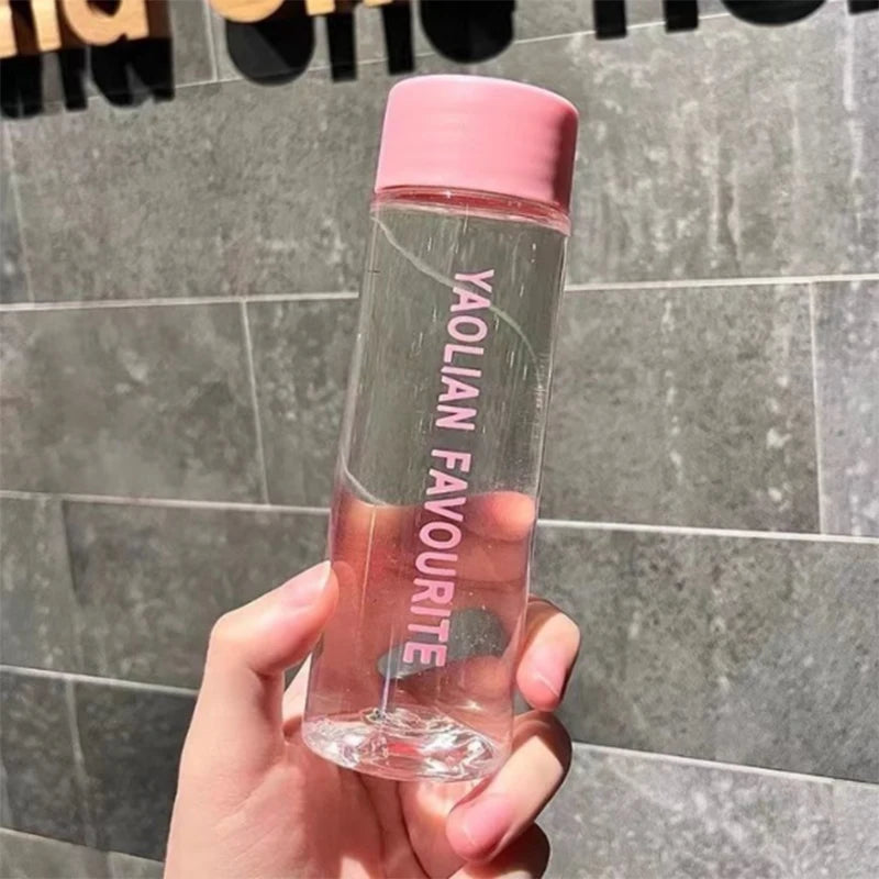 Outdoor Plastic Drinking Bottle Cup Anti-drop Cartoon Pattern Qme Pink