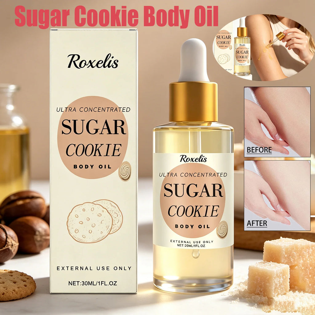 Sugar Cookie Fragrance Body Oil Long-lasting Moisturizing Nourishing Oil for Dry Skin Smooth Skin Daily Hydrating Body Care Qme