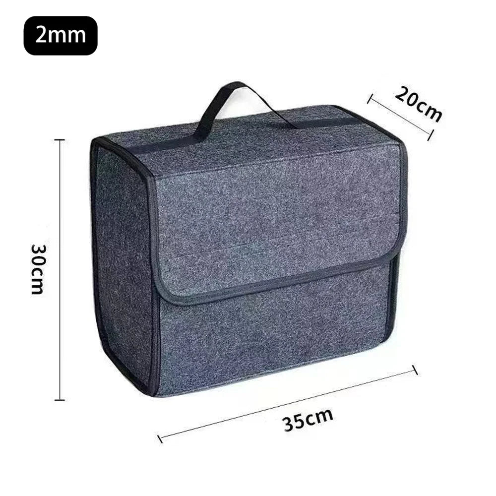 Felt & Non-Woven Foldable Car Trunk Storage Bag Multi-Functional Vehicle Cargo Organizer Collapsible Rear Bin for Auto Qme 2mm Light gray35cm