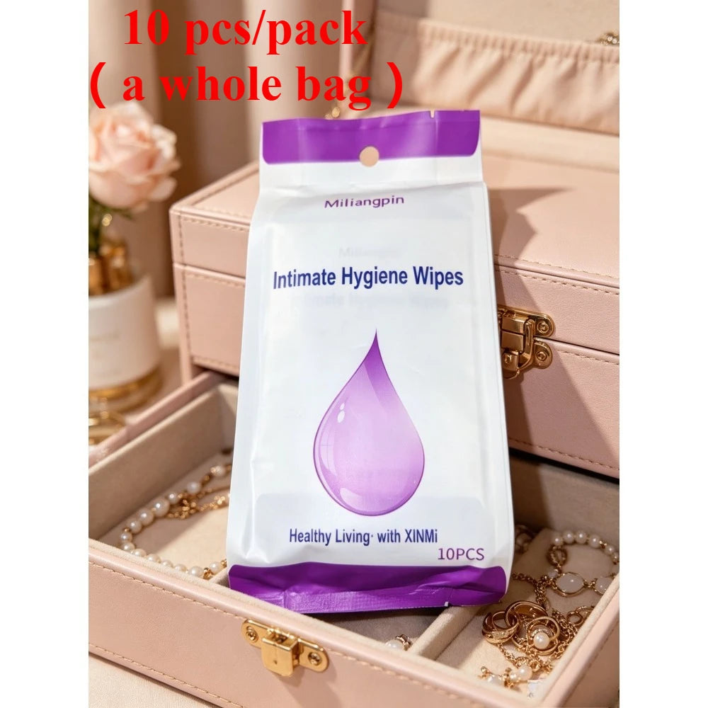 Feminine intimate wipes, menstrual period cleaning, clean, healthy and portable, exclusively for healthy women. Qme 10pcs