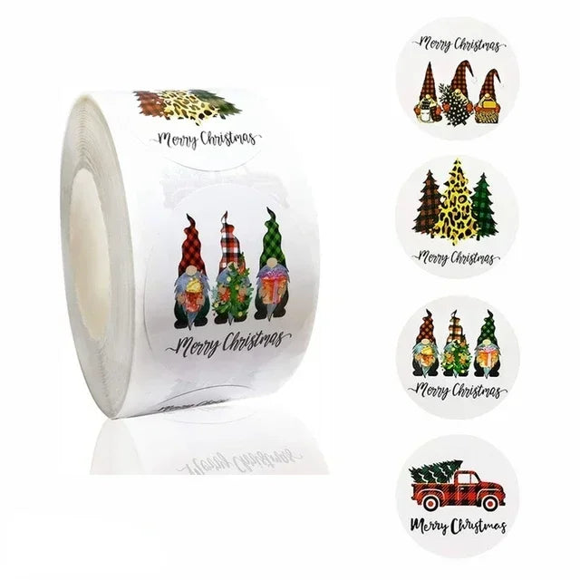 Merry Christmas Stickers Self-adhesive Christmas Tree Santa Claus Seal Labels Holiday Stickers For Gift Sealing Christmas Decor Qme