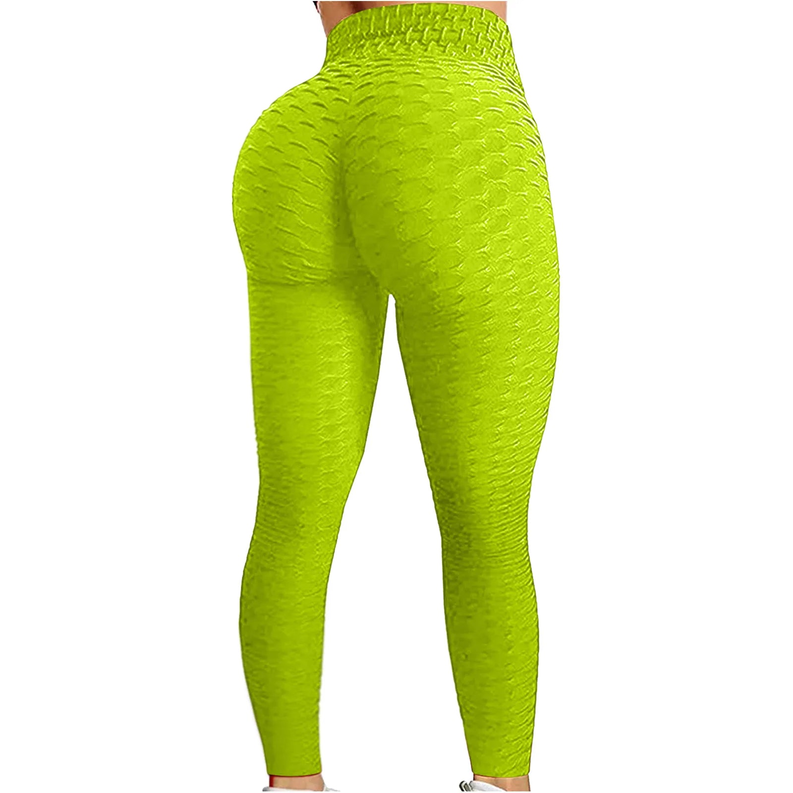 Women's Bubble Hip Lifting Exercise Fitness Running High Waist Yoga Pants Solid Color Fashionable Yoga Pants Qme