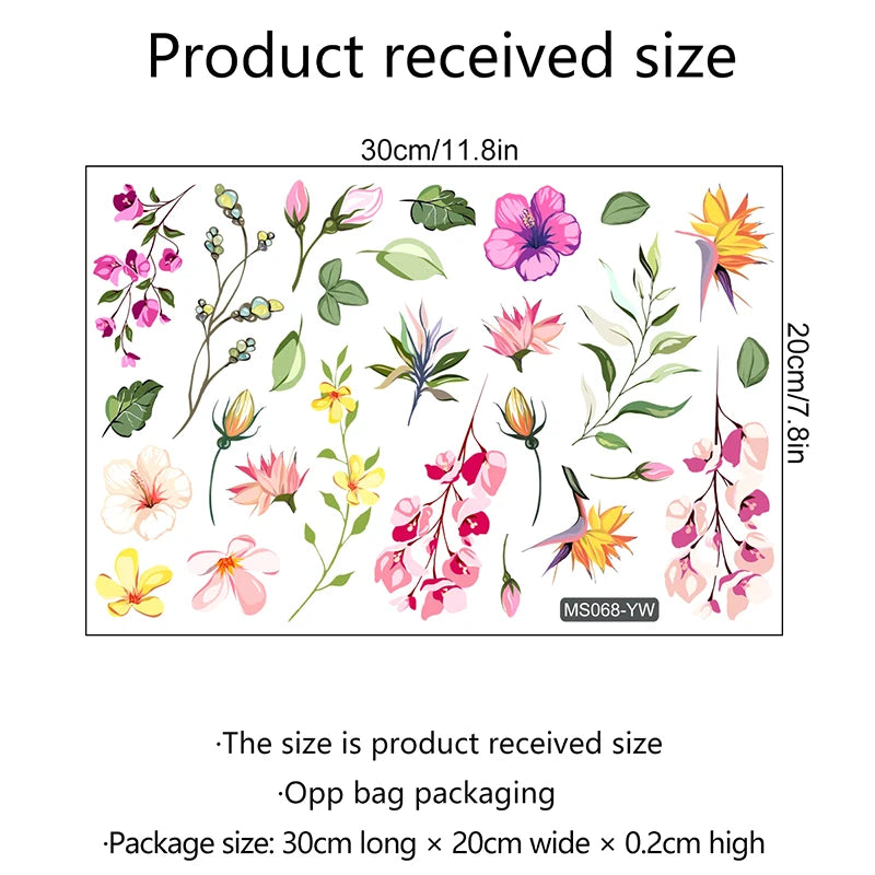 Floral Mirror Stickers Flower Wall Decals Peel Stick Room Aesthetic Qme onesize