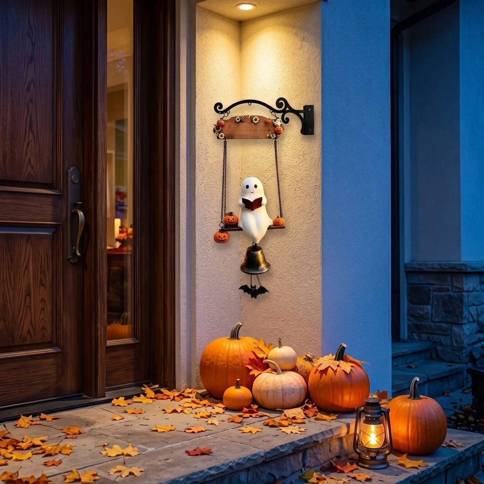 Halloween Lovely Ghost Door Bell Ornament Vintage Doorbell Home Entrance Door Wall Mount Decorative Welcome Bell Qme