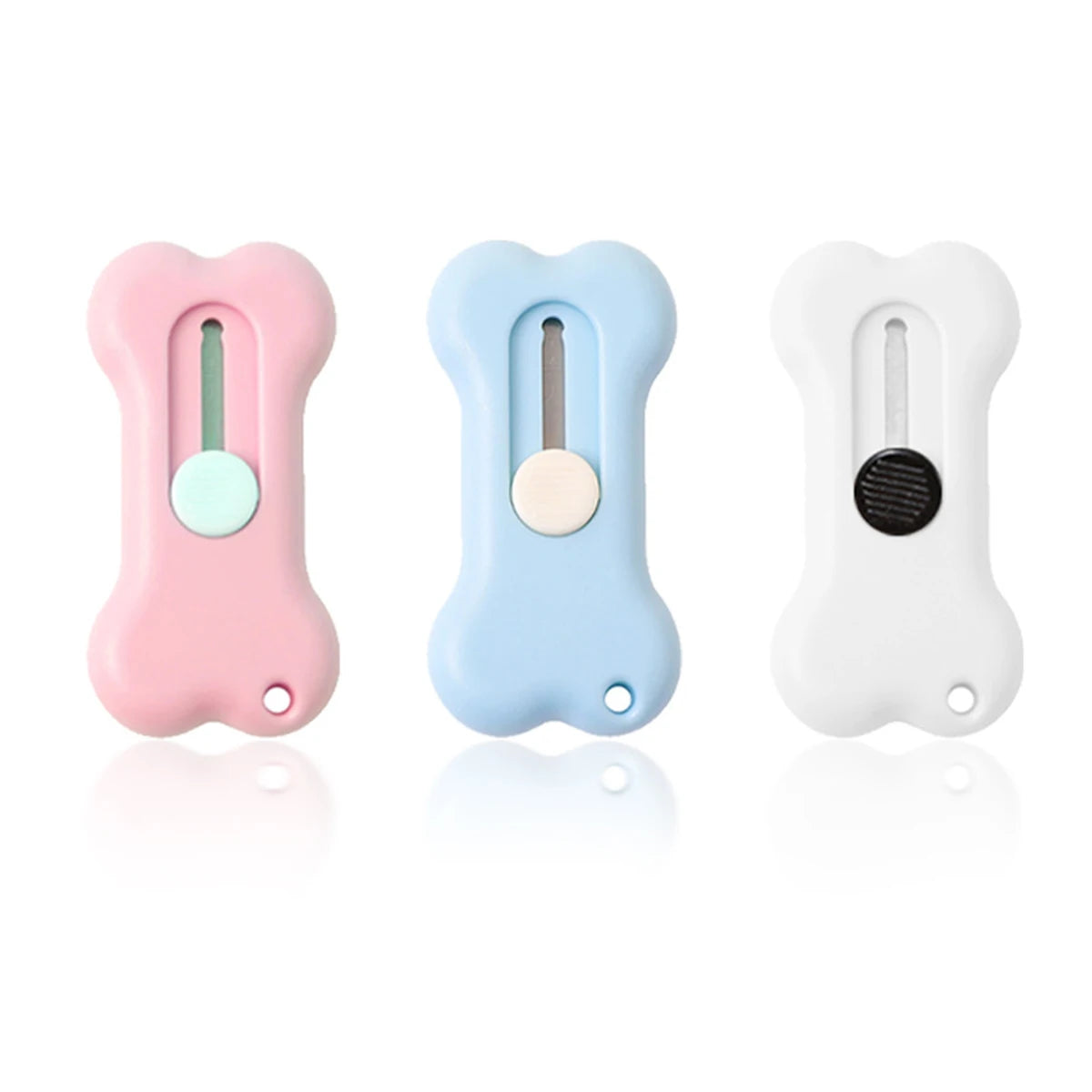 1-3pcs Cuter Mini Cartoon Bone Utility Knife Utility Letter Opener Art Paper Cutter Kawaii Stationery Knife Qme 1pink 1blue 1white