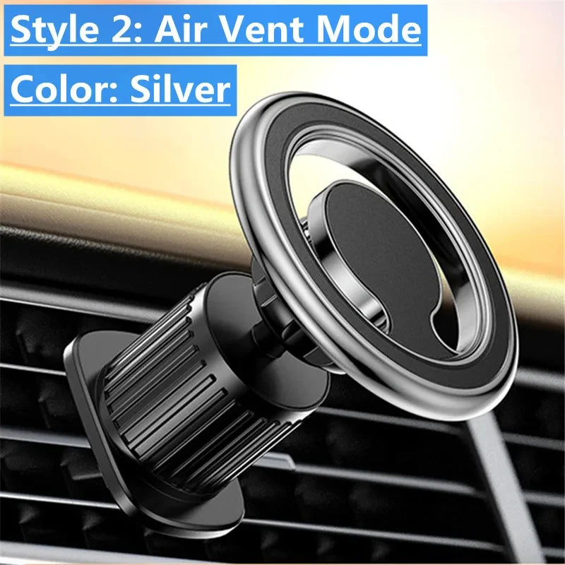 Magnetic Car Phone Holder Stand Magnet Car Mount Support GPS Mobile Bracket in Car For Macsafe iPhone 12 13 14 Samsung Xiaomi Qme Air Vent silver
