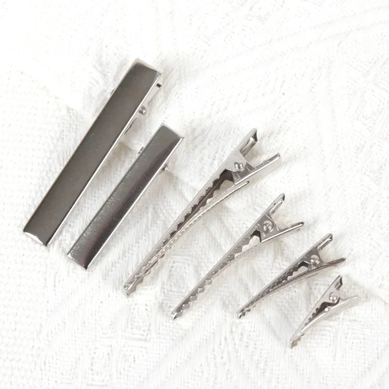 Metal Alligator Hair Clips Duckbill Blank Setting Base DIY Women Qme