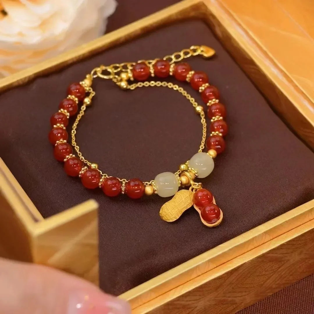 Fashion Creative Lucky Natural Hotan Jade Bracelet Vintage Light Luxury Handmade Jewelry Bracelet Chinese Style Jewelry Gift Qme 18