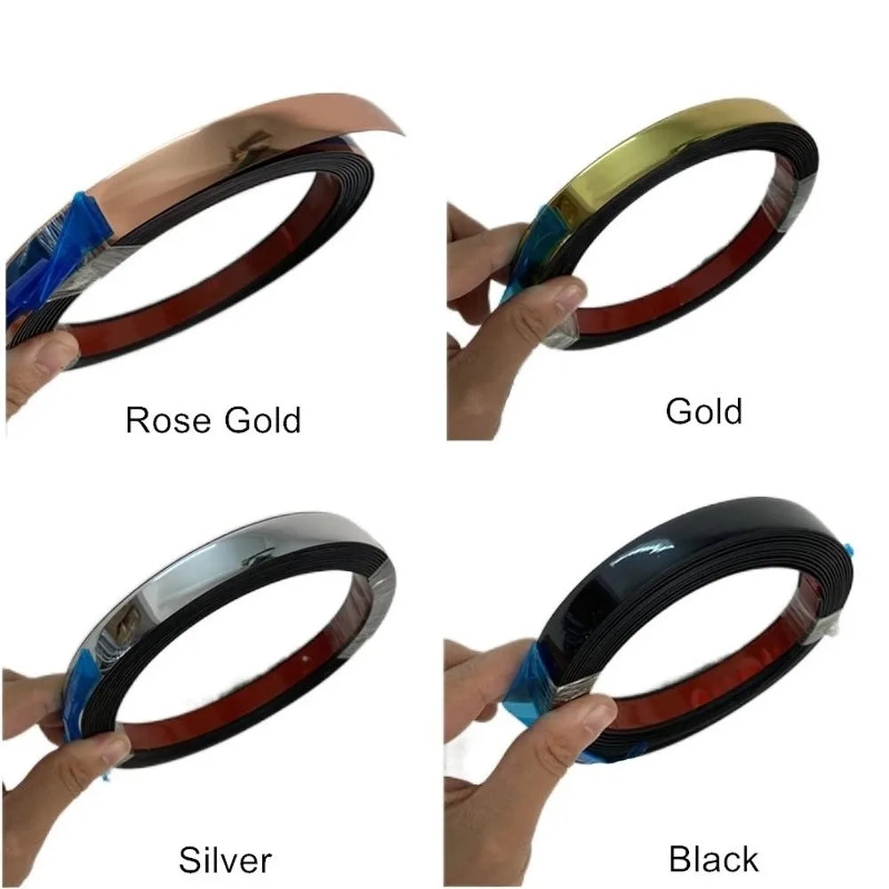5M PVC Self-adhesive Waterproof Gold Tape Ceiling Background Wall Decoration Line Tile Gap Sticker Furniture Edge Banding Strip Qme