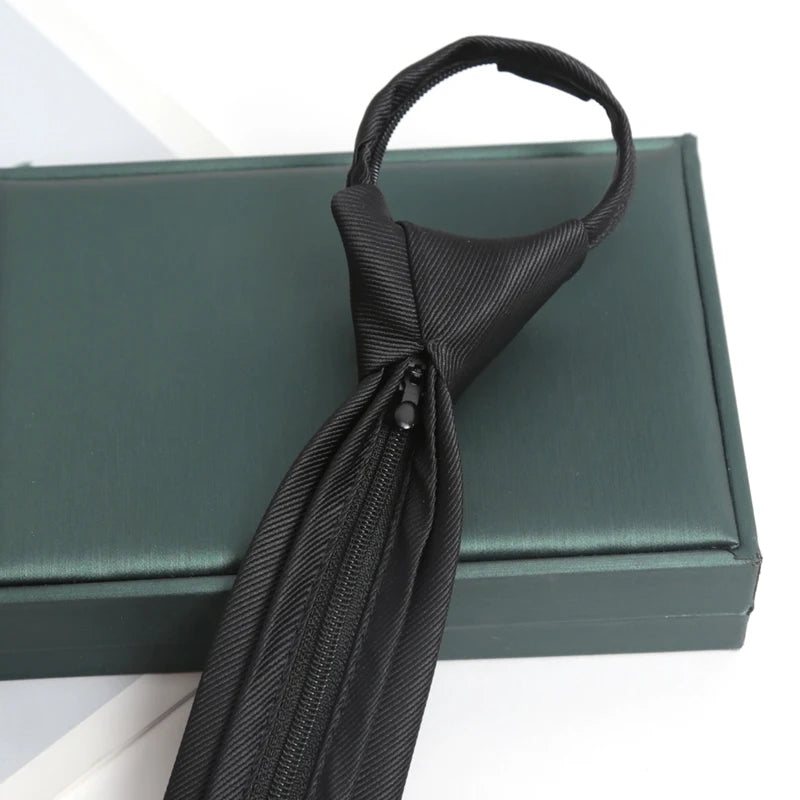 Black Colors Zipper Tie Handmade Necktie Skinny Men Ties Man Women Qme