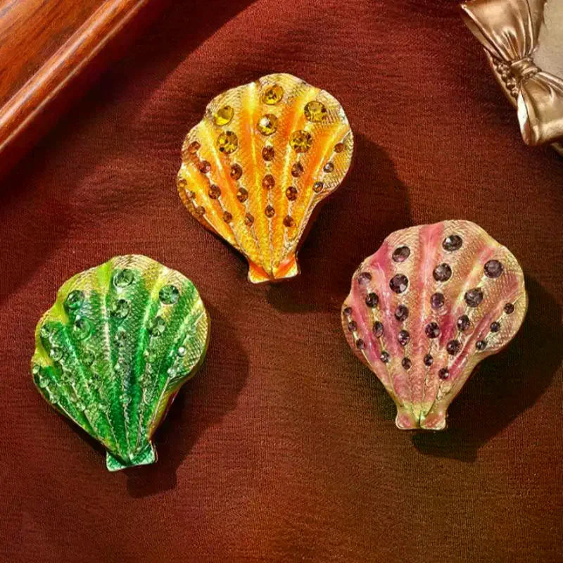 Rhinestone Shell Brooches For Women Unisex Enamel Ocean Pins Friend Event Party New Gifts Jewelry Decoration Accessories Qme