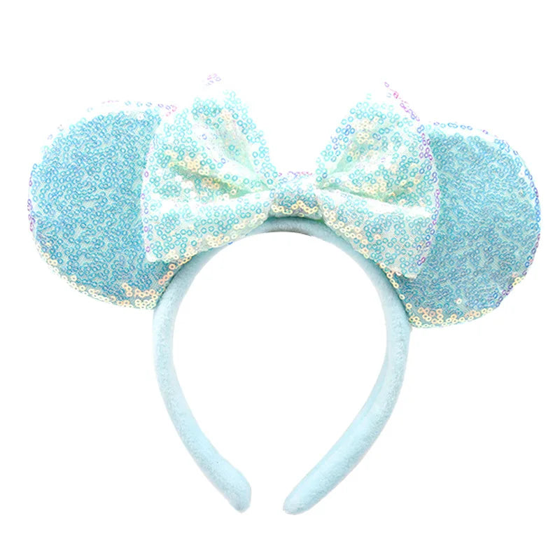 Frozen Mouse Ears Headband For Women 5''Polka Sequin Bow Hairband Halloween Christmas Festival Party Travel DIY Hair Accessory Qme Headband 10