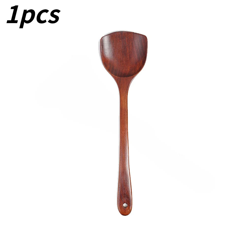 1/3/5 Pièces Wooden Spatula Spatule Cuisine Longue Poignée Bois Antiadhésive Accessoire Cuisine Pour Cuisson Ménage Qme Wooden spatula 1pcs