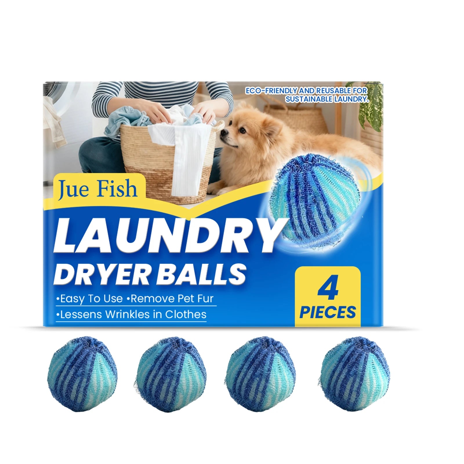 Laundry Pet Hair Removal Ball Effectively Remove Pet Hair Clean Clothes Gentle Reusable Household Portable Fabrics Cleaning Ball Qme 4pcs Boxed