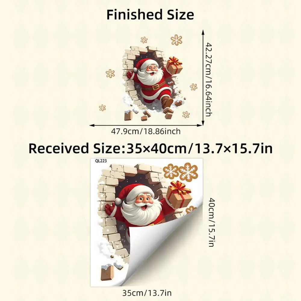 Santa Wall Stickers Christmas Decoration Claus Breaking Holiday Decal Qme 01 China Mainland
