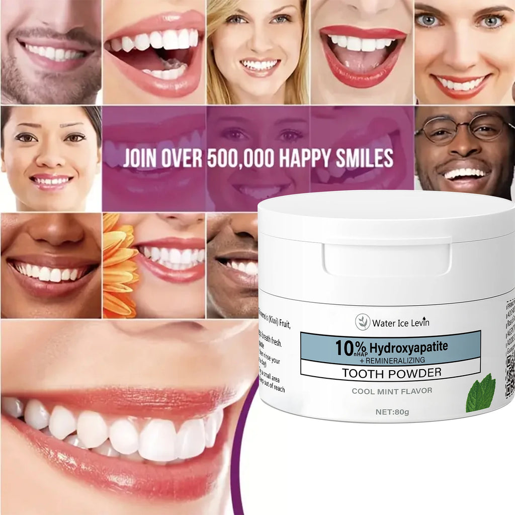 Tooth Powder with Cool Mint Flavor - Multi-functional Teeth Cleaning & Fresh Breath Formula with Charcoal & Hyaluronic Acid Qme
