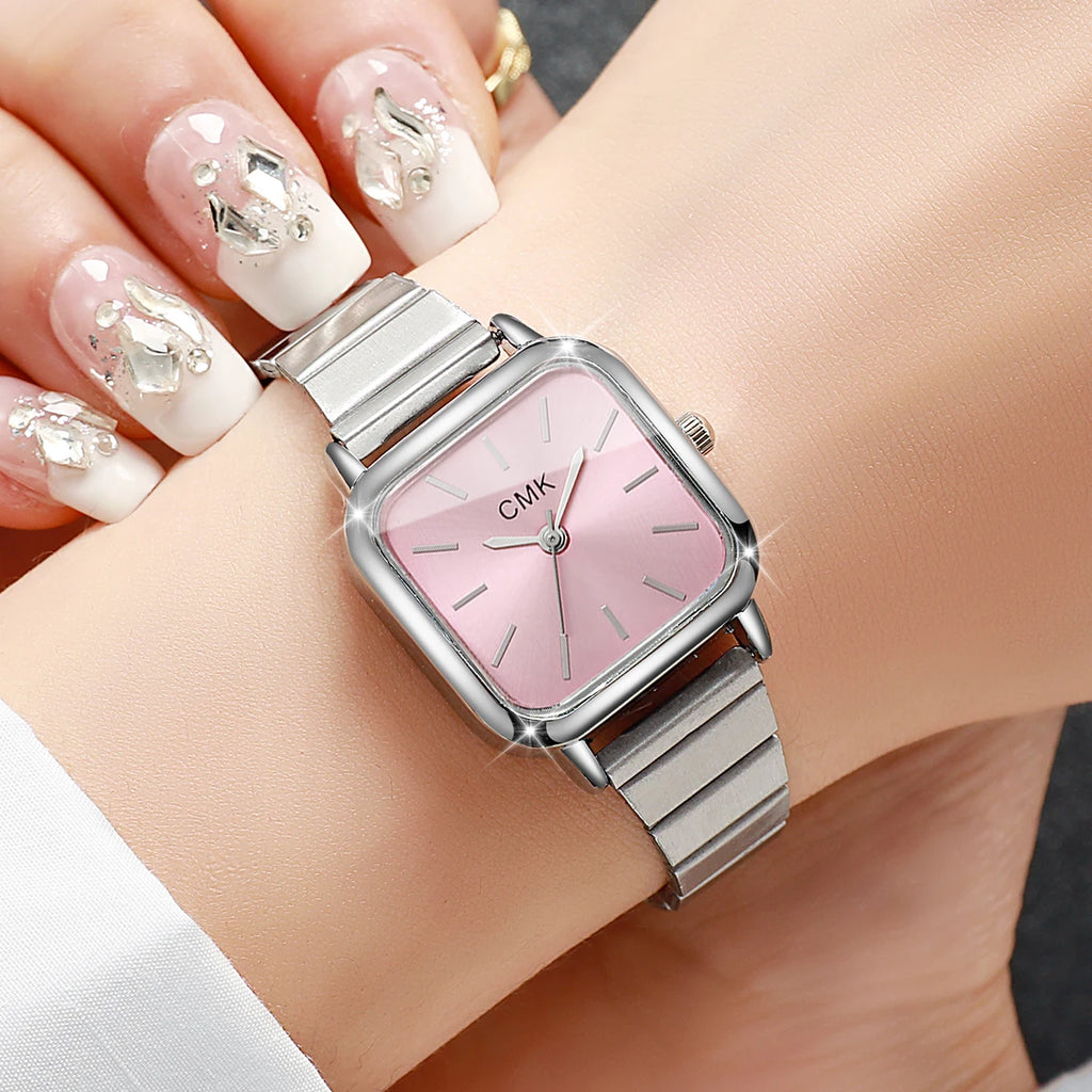 Moda praça relógios femininos de luxo ultra-fino cinta senhoras relógio de pulso de quartzo para senhoras reloj mujer (sem caixa Qme