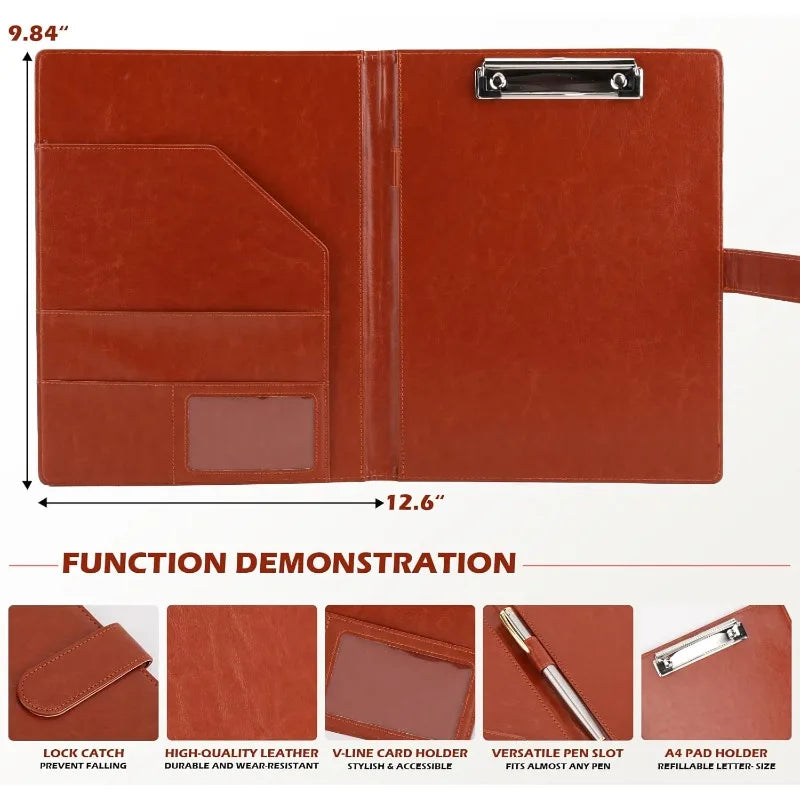 Faux Leather Writing Portfolio Clipboard Cover A4 Letter Legal Pad Qme
