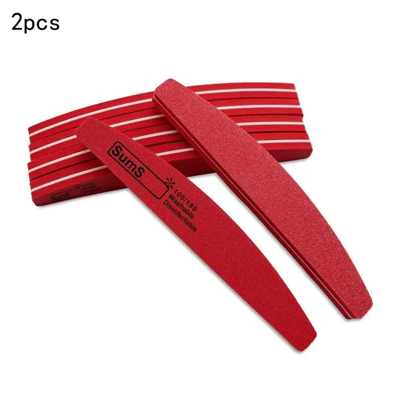 2 5 Professional Double-sided Nail File Block Colorful Sponge Polish Qme 2pcs Red