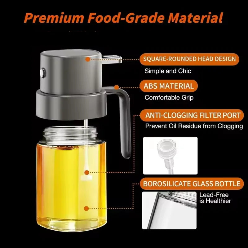 200ml Glass Oil Sprayer For Cooking Press Fine Mist Oil Mister Bottle With Handle Anti-Clog Oil Dispenser For Air Fryer BBQ Sala Qme