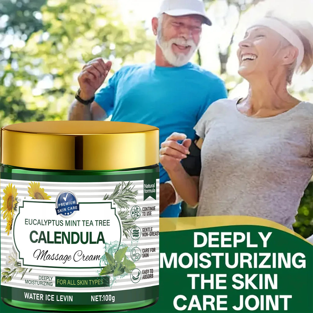Eucalyptus Mint Tea Tree Calendula Massage Cream with Retinol & Niacinamide - Soothing Body Care Qme